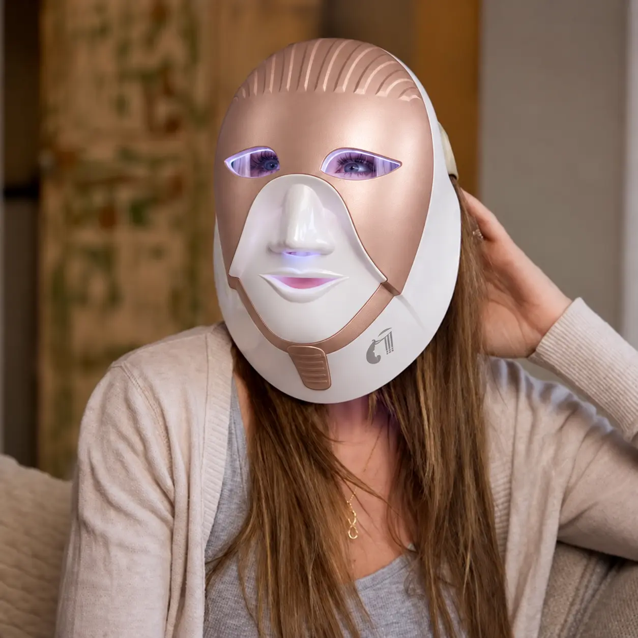 Buudy 7 Colour LED Face Mask lifestyle red light therapy routine in the UK